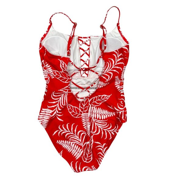 La Blanca NWT Orange White Tropical Floral One-Piece Swimsuit Size 6 - Picture 3 of 8